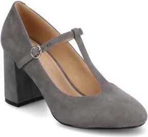 Journee Collection Talani T-Strap Pump in Grey Suede at Nordstrom Rack, Size 9.5
