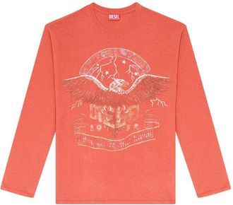 Diesel Eagle Graphic Print Relaxed-Fit Silk-Nylon Blend Shirt