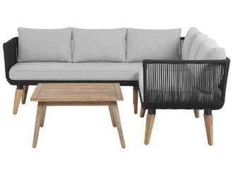 Beliani Conjunto de jard&iacute;n de madera negro 5 personas