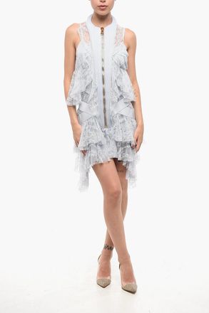 Balmain Lace Mini Dress with Asymmetric Cut Balmain