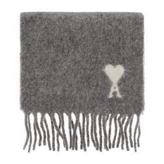 Ami Accessoires, unisex, Grijs, ONE Size, Wol, Wol sjaal met logo