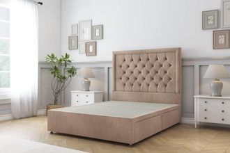 Sloomy Montana Naples Divan Bed Base 2 Drawers Same Side - 54 Headboard in Light Brown | Size: Small Single