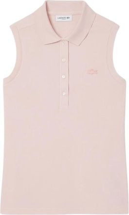 Lacoste Tops, Dames, Roze, S, Polo Slim Fit Mouwloos Elastisch