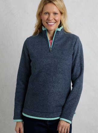 Weird Fish Beye 1/4 Zip Grid Fleece in Rich Navy at Nordstrom, Size 18