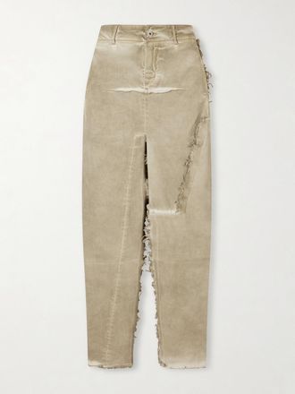 Rick Owens Gonna Midi In Denim Sfrangiato - Neutri