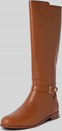 Lauren Ralph Lauren Lederstiefel mit Dornschließe Modell BROOKE in Cognac, Größe 36,5