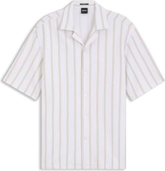 BOSS Striped relaxed-fit shirt in stretch cotton