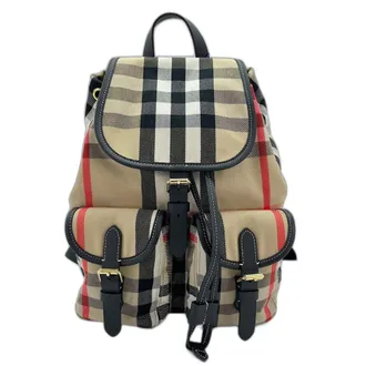 Burberry House Check Beige Canvas Backpack (Pre-Owned)