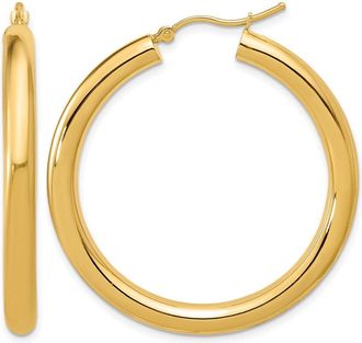 Diamond2Deal 14k Yellow Gold 4x40mm Round Hoop Earrings