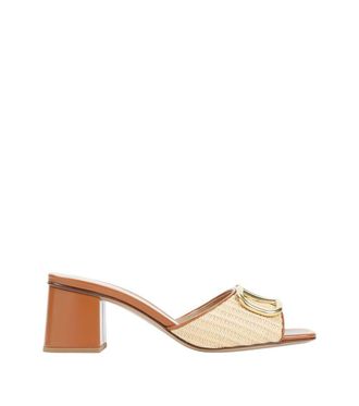 Valentino Garavani Beige Textured Logo Heels