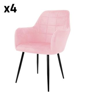 ECD Germany 4x sill&oacute;n mueble de comedor rosa asientos