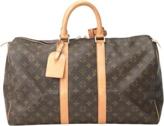 Louis Vuitton Tweedehands Canvas Louis Vuitton tassen - Dames - Vintage Weekendtas - Bruin - ONE Size - Vintage