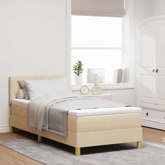 vidaXL Vidaxl Cama Tipo Box Spring Con Colch&oacute;n Crema 90 X 200 Cm Tela