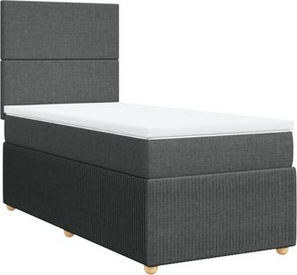 vidaXL Cama Box Spring Con Colch&oacute;n Tela Gris Oscuro 100x200 Cm Vidaxl