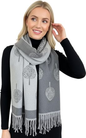 The Accessory Co. Women Tree Life Blanket Scarf - Winter Scarfs, Reversible Pashmina Shawl, Womens Scarves And Wraps, Ladies Scarf Thick Blanket, Warm Scarf Big Large W