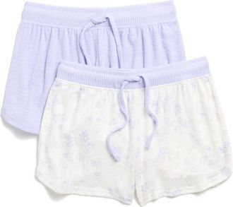 Yogalicious 2-Pack Assorted Slub Pajama Shorts in Ivory Lavender/Lavender at Nordstrom Rack, Size Xx-Small