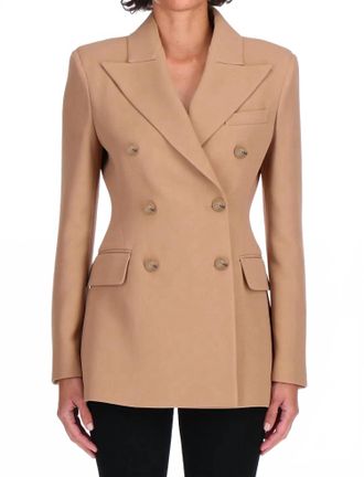 Ermanno Scervino Double Breasted Cady Jacket In Cornstalk