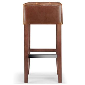Netfurniture Primo Walnut Wooden Bar Stool with Brown Bonded Leather Seat
