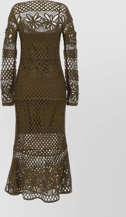Pinko sheer floral crochet sleeve midi