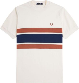 Fred Perry Cotton T-Shirt With Striped Motif-Uomo