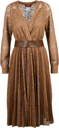 Max Mara Pensile Kantjurk - Dames - Casual kleedjes - Bruin - S - Polyester - Kleedjes