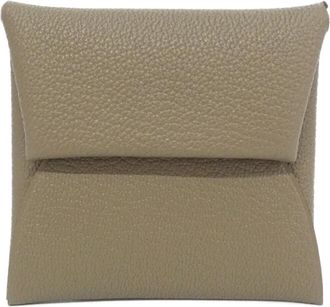 Herm&egrave;s Beige Etoupe Gray Chevre Coromandel Leather Coin Purse/Coin Case (Pre-Owned)
