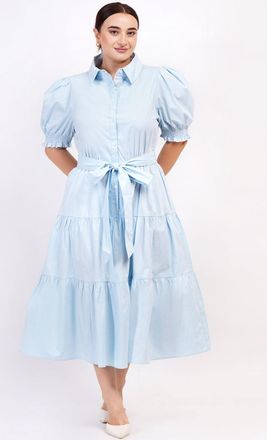 Leota Octavia Puff Sleeve Shirt Dress Wispy Blue