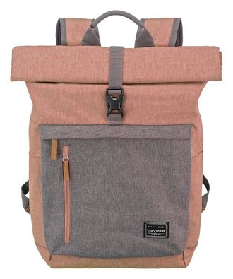 Travelite Freizeitrucksack TRAVELITE BASICS Rollup Rucksack, Damen, Gr. B/H/T: 37cm x 60cm x 16cm, rosa (rosa, grau), Polyester, Rucks&auml;cke Freizeitrucksack, Arb