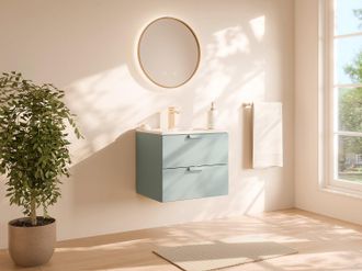 Vente-Unique Mobile bagno sospeso con lavabo da incasso Verde salvia L60 cm - AVORELI