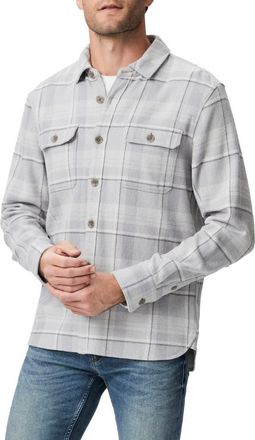 Paige Wilbur Plaid Flannel Button-Up Overshirt in Grey Aura at Nordstrom, Size Small