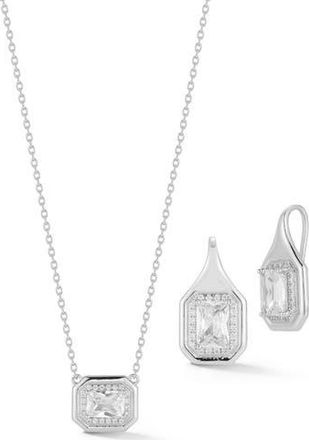 Glaze Jewelry Cubic Zirconia Pendant Necklace & Drop Earrings Set in Silver at Nordstrom Rack