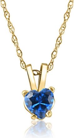 Pompeii3 Womens 1/2ct Blue Heart Shape Sapphire Pendent Yellow Gold 18 Chain Necklace