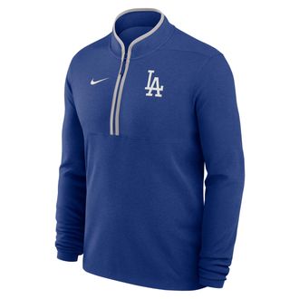 Nike Los Angeles Dodgers Victory Nike Mens Dri-FIT MLB 1/2-Zip Long-Sleeve Top in Blue | 03430CRELD-SZN