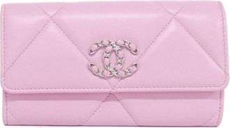 Chanel Pink Leather Long Wallet (Bi-Fold) (Pre-Owned)