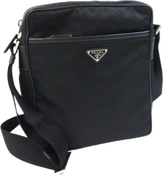 Prada Pre-owned Cross Body Bags, male, Black, Size: ONE SIZE Pre-owned Vintage Leather Cross Body Bag