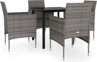 vidaXL Juego De Comedor Para Jard&iacute;n 5 Piezas Con Cojines Gris Y Negro Vidaxl