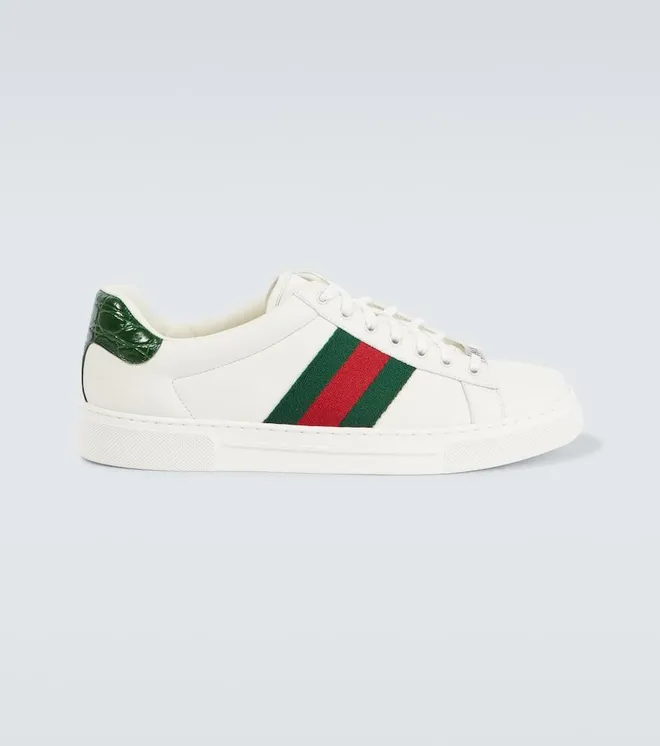 Ace Web Stripe leather sneakers