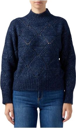 Ermanno Scervino Jersey de cuello alto con patr&oacute;n de diamantes - Knitwear - Mujer - Azul - M