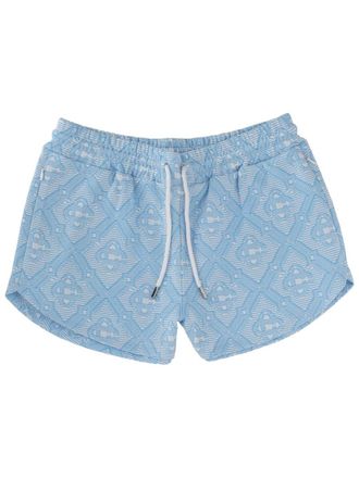 Casablanca Light Blue Monogram Weave Drawstring Shorts