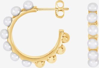 Dower & Hall Large White Timeless Pearl Hoops in Yellow Gold Vermeil at Nordstrom