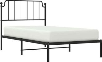 vidaXL Vidaxl - Metal Bed Frame without Mattress with Headboard Black 100x200cm