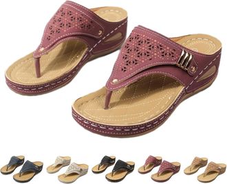 Generic Sandals for Women 2025,Wedge Comfortable Orthopedic for Women,Womens Dressy Summer Flip Flops,Womens Arch Support Flip Flops (Wine Red,7)