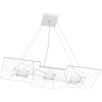 Top-Light Top-light - Lampadario Contemporaneo Focus Metallo Bianco Vetro 3 Luci Gx53