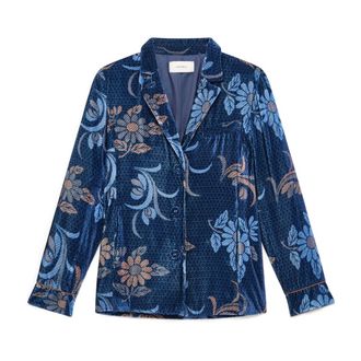 Maliparmi Maliparmi, Jassen, Dames, Blauw, XL, Collection Print Blazer