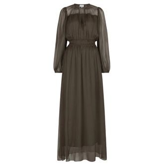 Dante6 Geplooide boho-jurk met georgette - Dames - Jurken - Groen - Maat: S Poliester