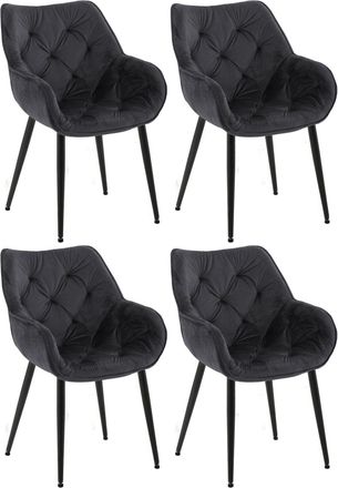 Clp Set de 4 sillas con patas de metal y asiento en terciopelo negro