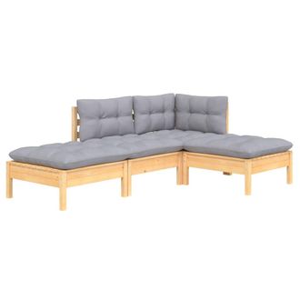 vidaXL Juego De Muebles De Jard&iacute;n 4 Pzas Y Cojines Madera Maciza Pino Vidaxl