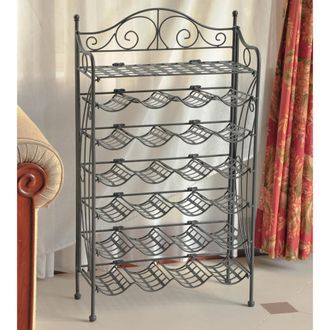 International Caravan Inc Iron 24-bottle Folding Wine Rack with Shelf