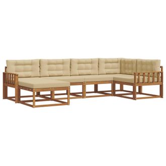 vidaXL Conjunto De Sof&aacute;s De Exterior Con Coj&iacute;n 6 Pcs Natural Y Beige Vidaxl