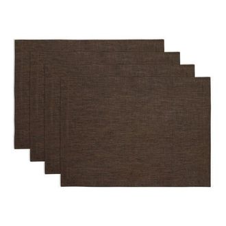 Solino Home Linen Placemats - Athena, 14 x 19 in Chambray Brown at Nordstrom, Size Medium